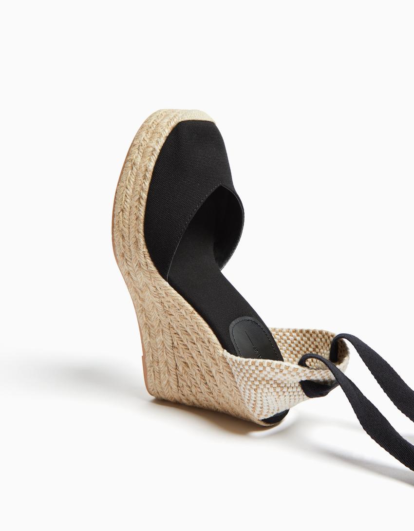 Tied jute wedges-BLACK-3