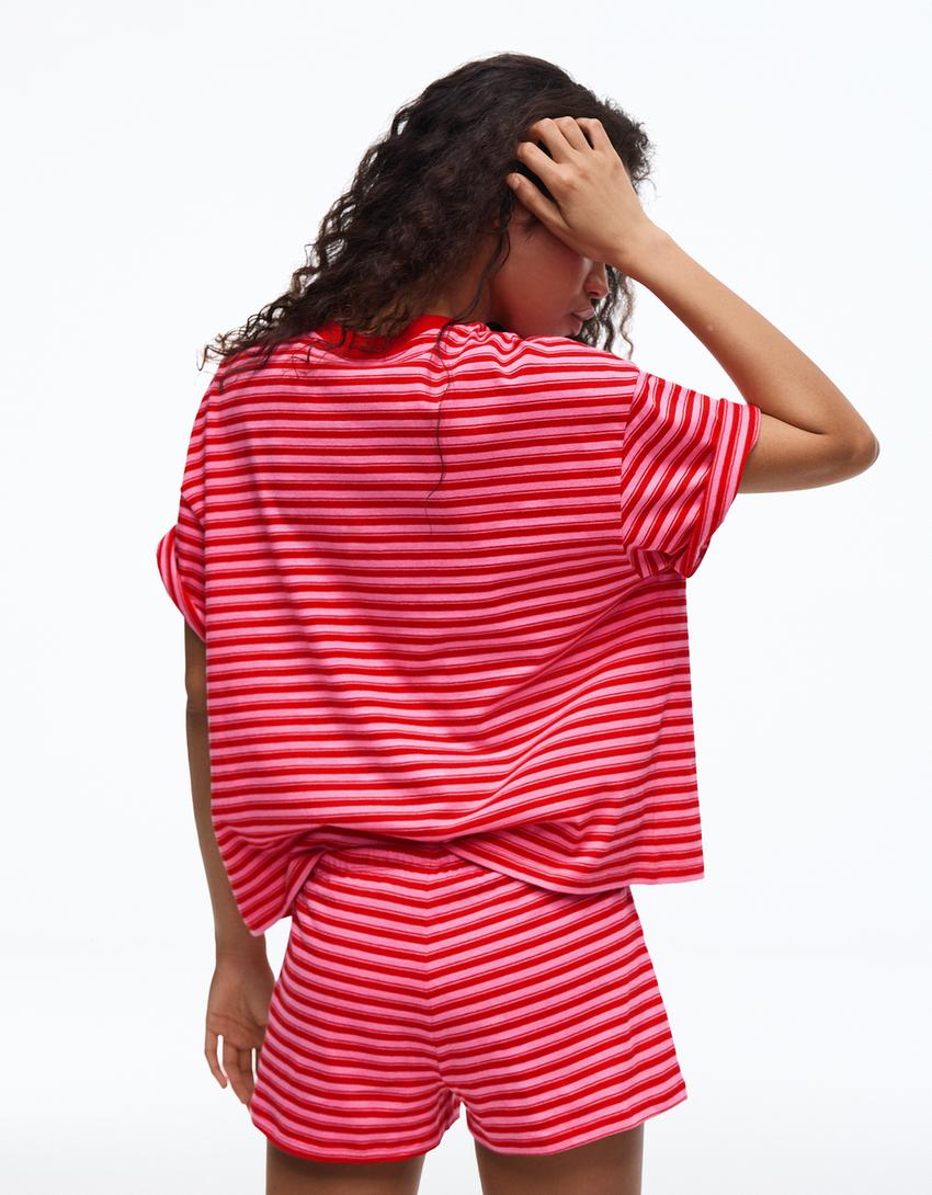 Plush shorts with elasticated waistband-Pink