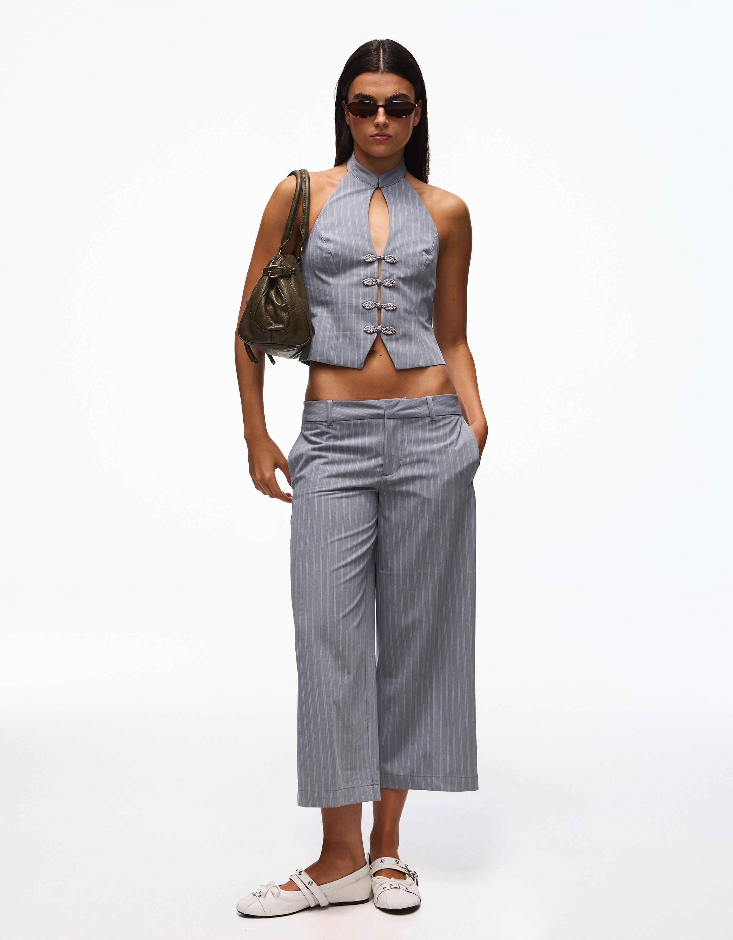 Halter waistcoat with clasps — Grey