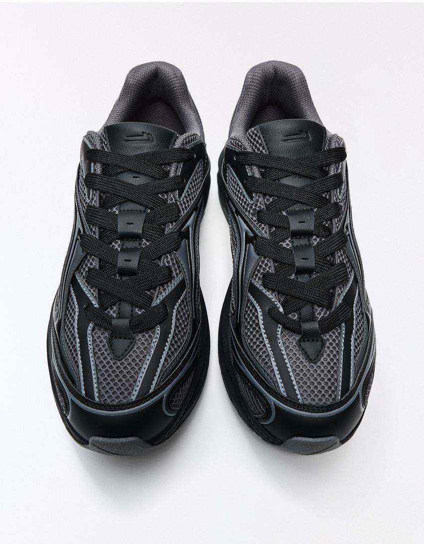 Chunky sole trainers-BLACK