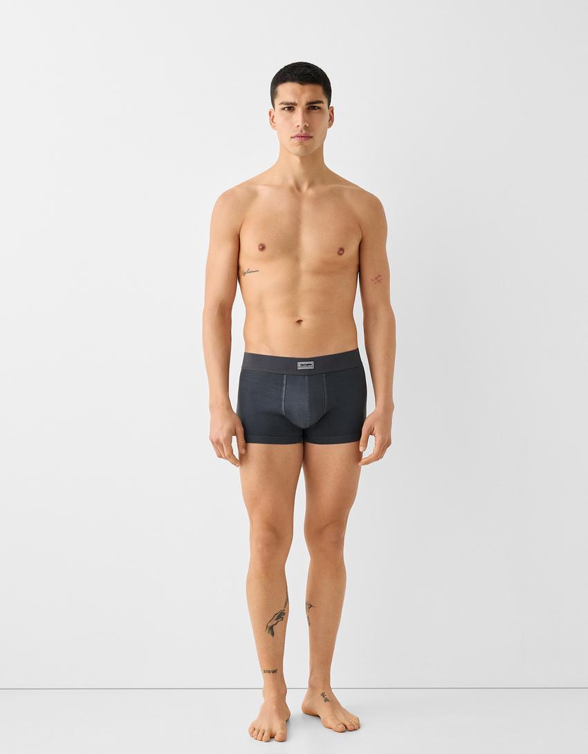 طقم من 2 بوكسرات مغسولة باهتة-رمادي داكن-2