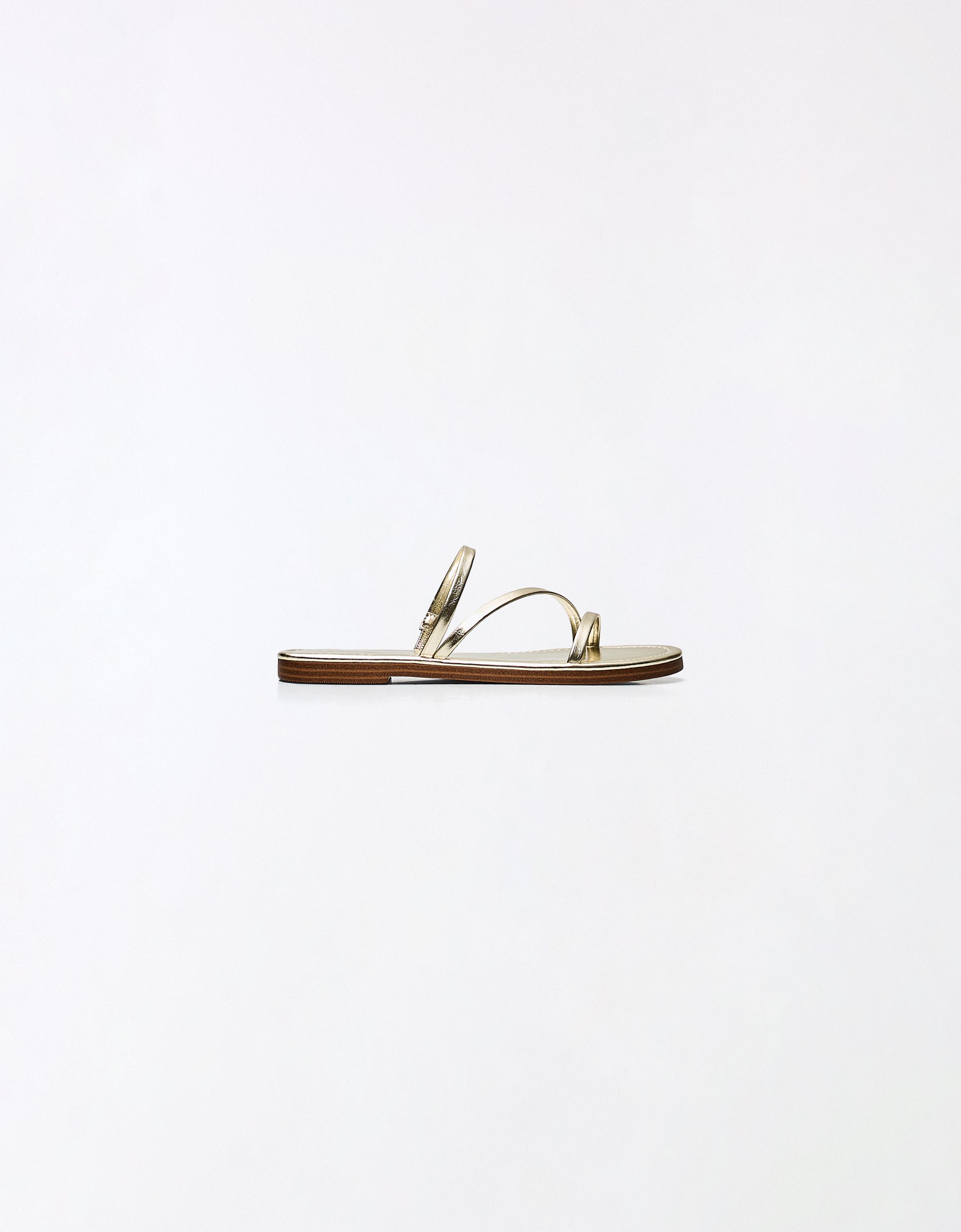 Multi-strap flat slider sandals — Gold