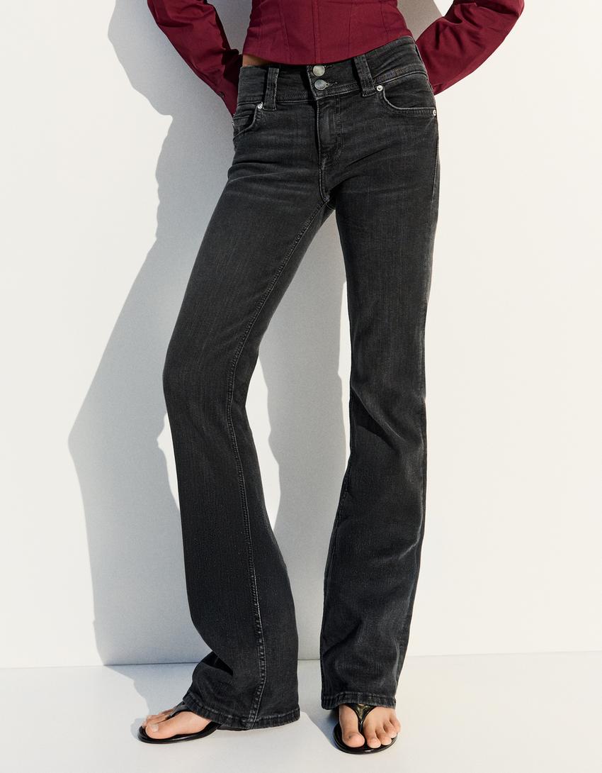 Low-rise boot-cut jeans-Black