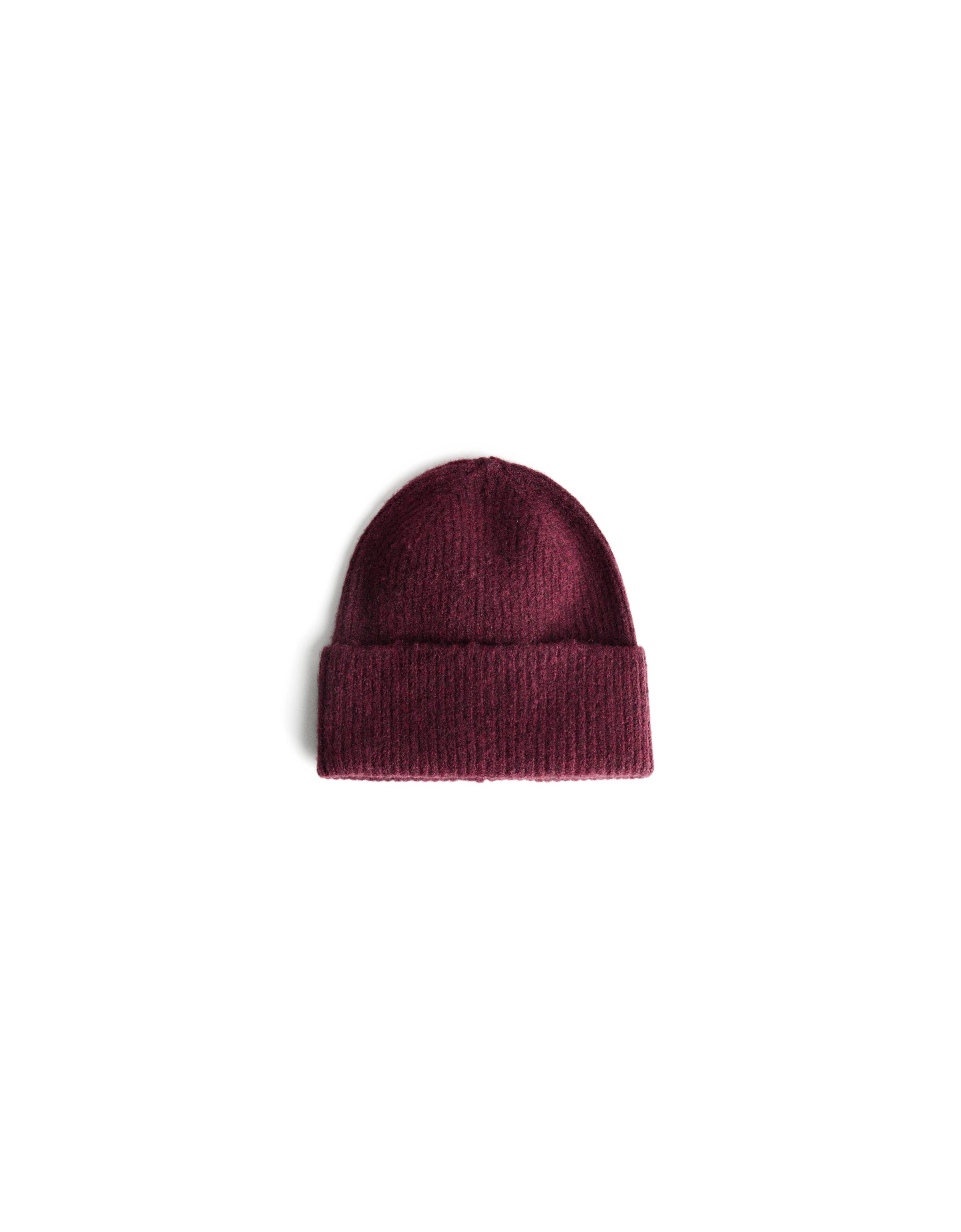 Turn-up knit beanie — Maroon