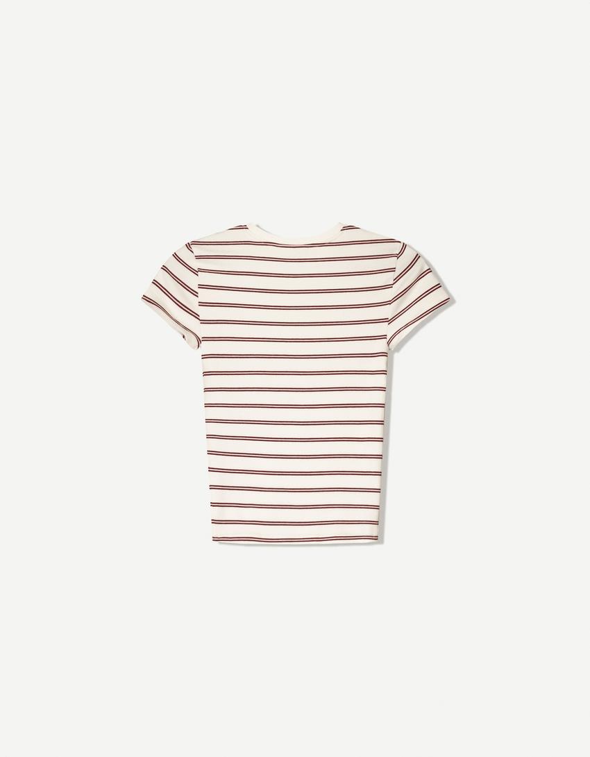 Short sleeve T-shirt with a scoop neck-White