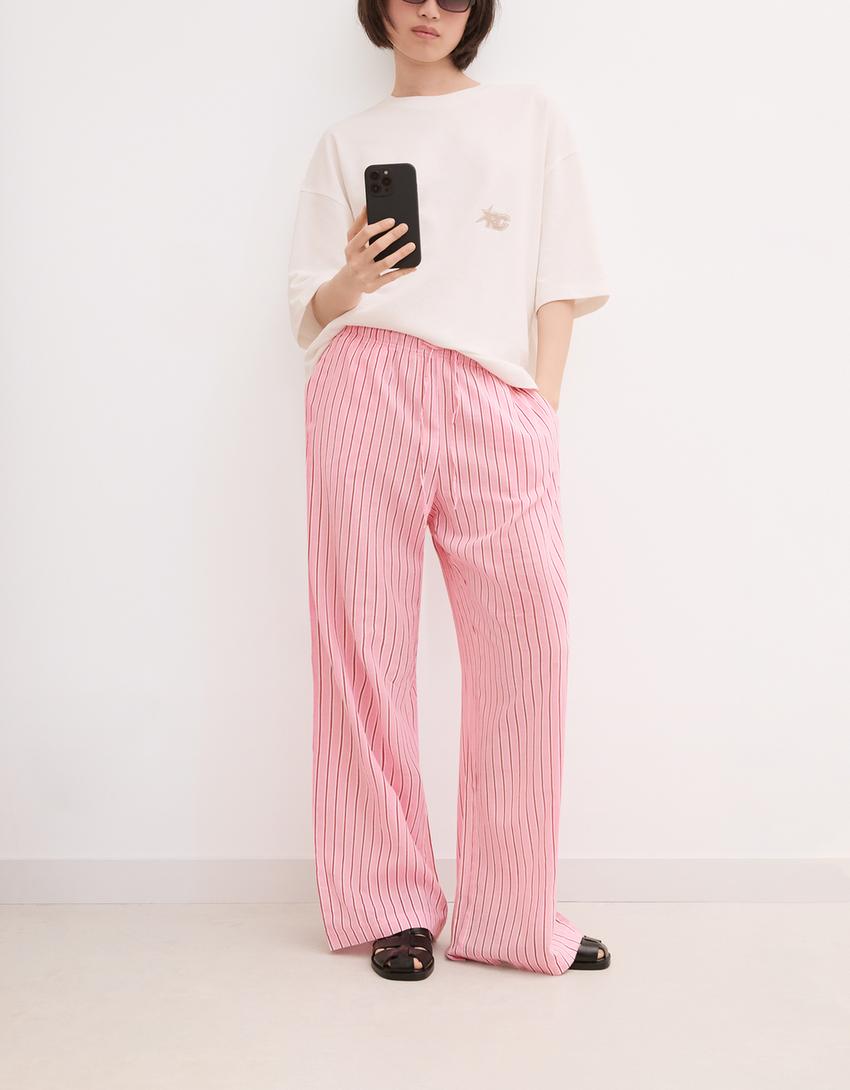 Wide Leg Hose-Rosa