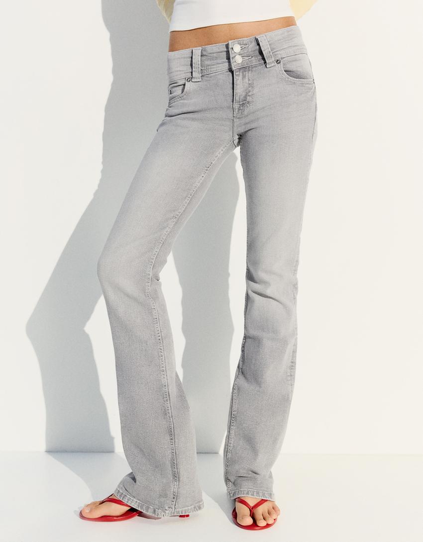 Düşük bel bootcut jean-Gri