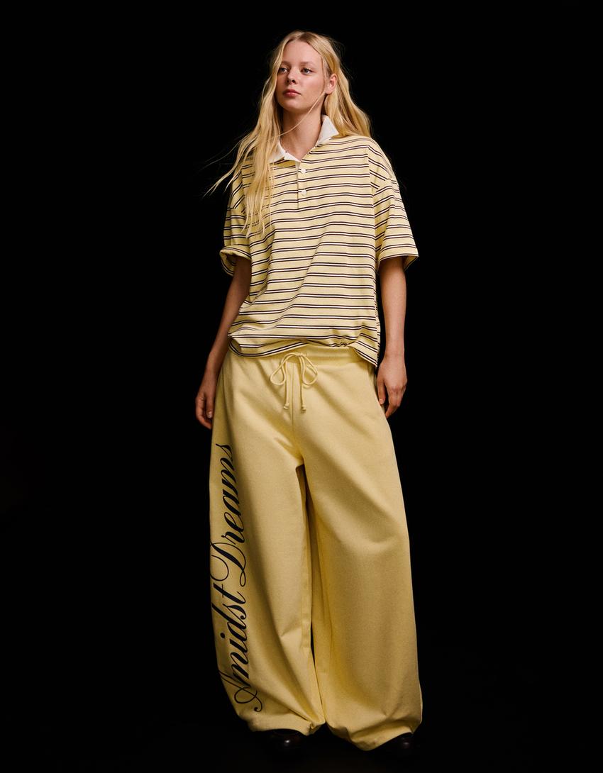 T-shirt à manches courtes col polo-Jaune