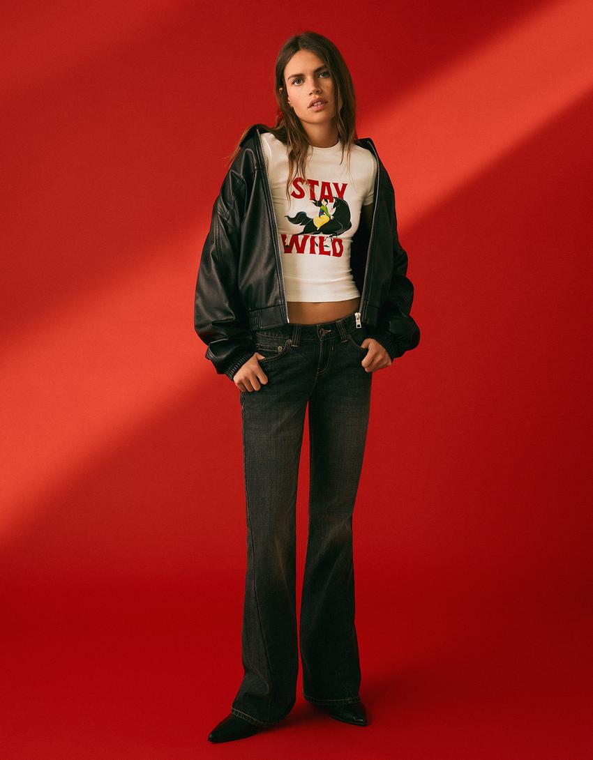 Kaus Mulan lengan pendek bergambar-Putih semu