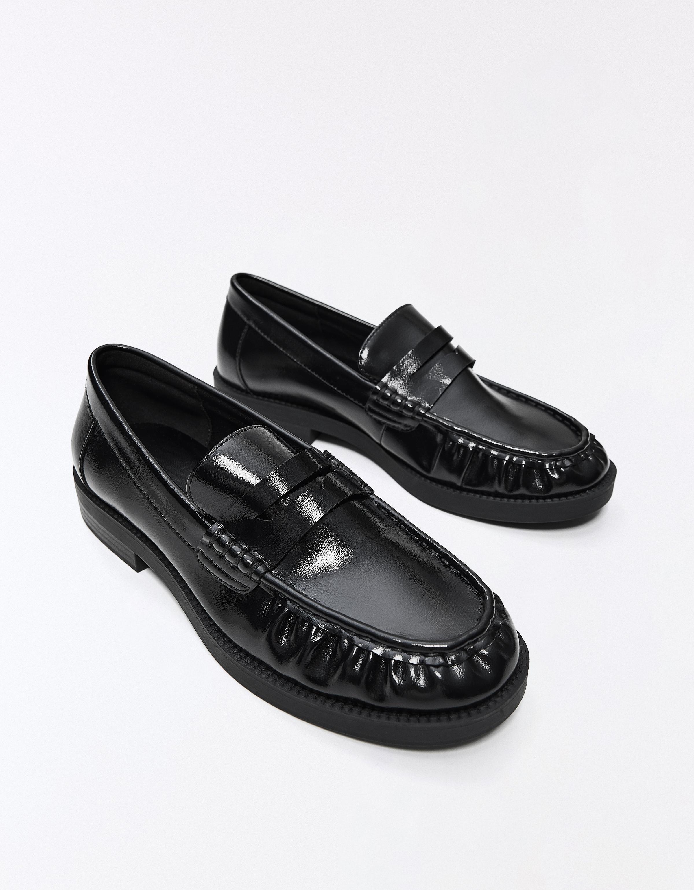 Ruched loafers — BLACK