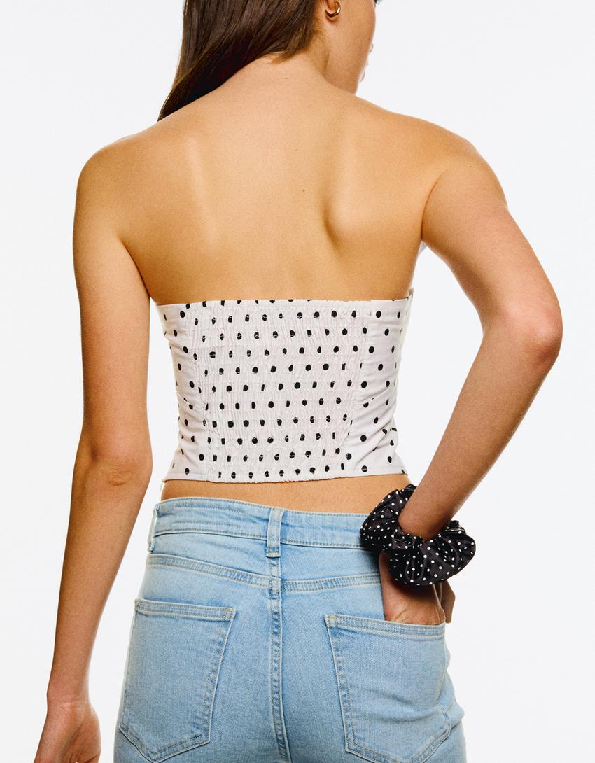Top bandeau corsé lunares-Crudo-2