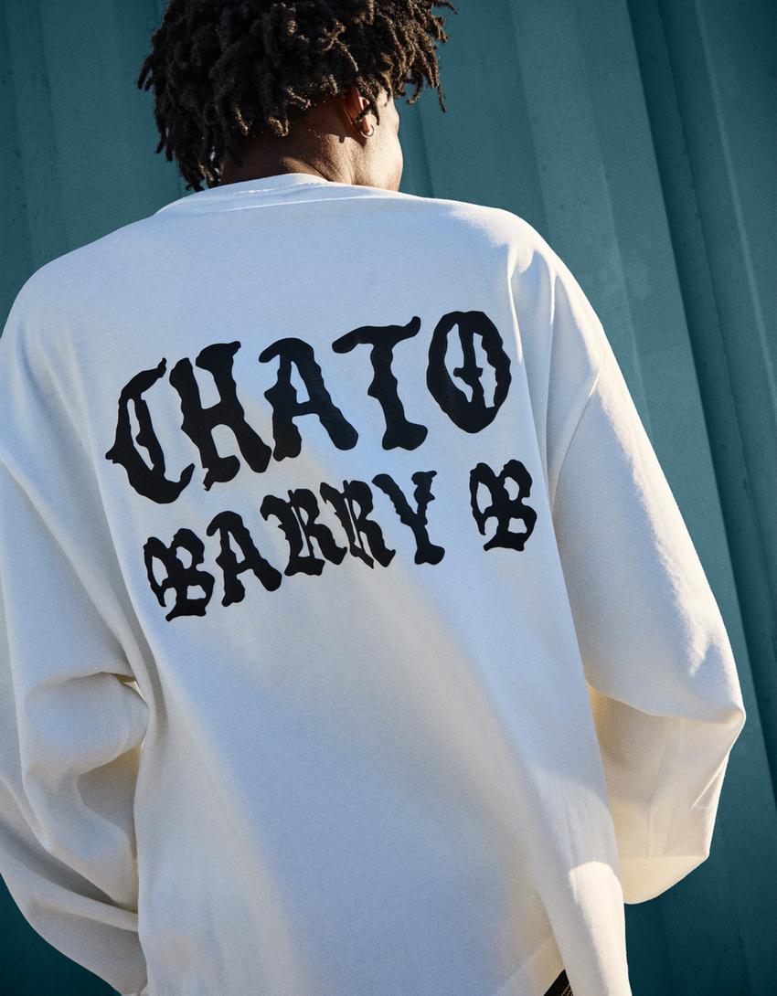 T-shirt Barry B de manga comprida com estampado-Gelo