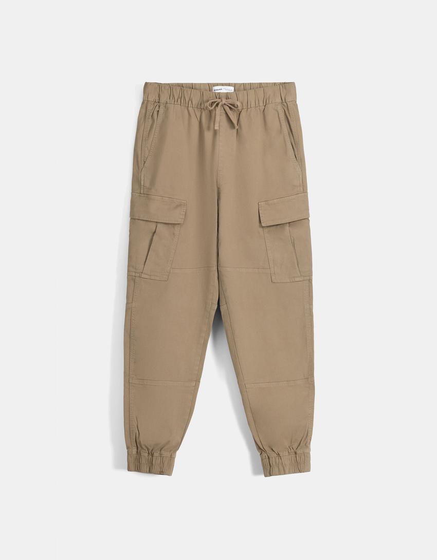 Pantalon jogger cargo-Camel-4
