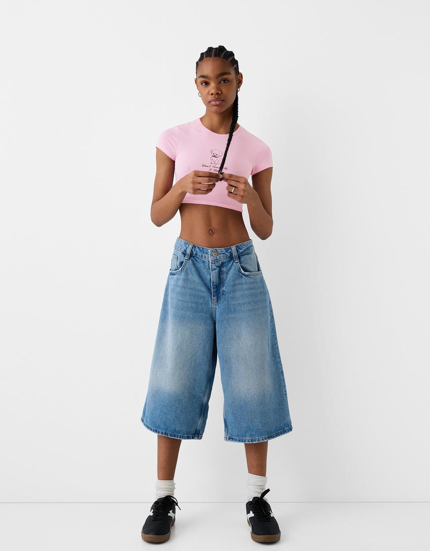 Short sleeve T-shirt with print-Pink-5