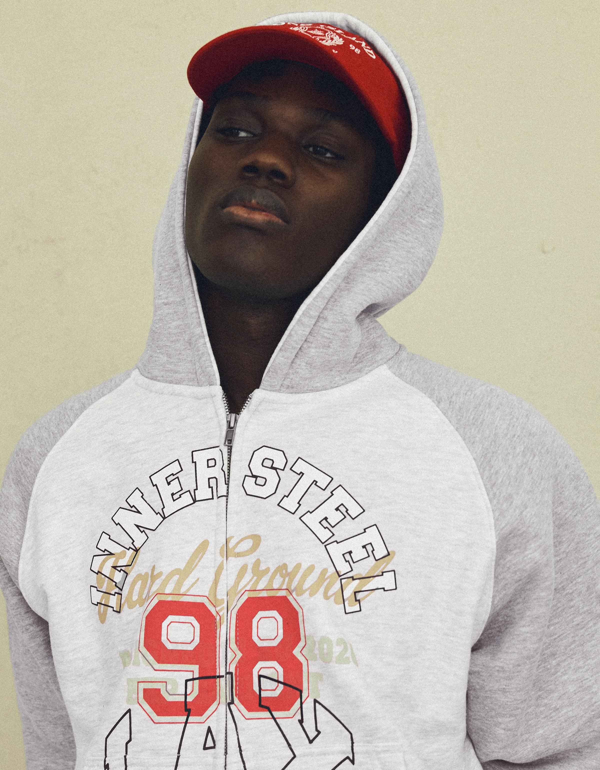 Raglan print hoodie — Grey