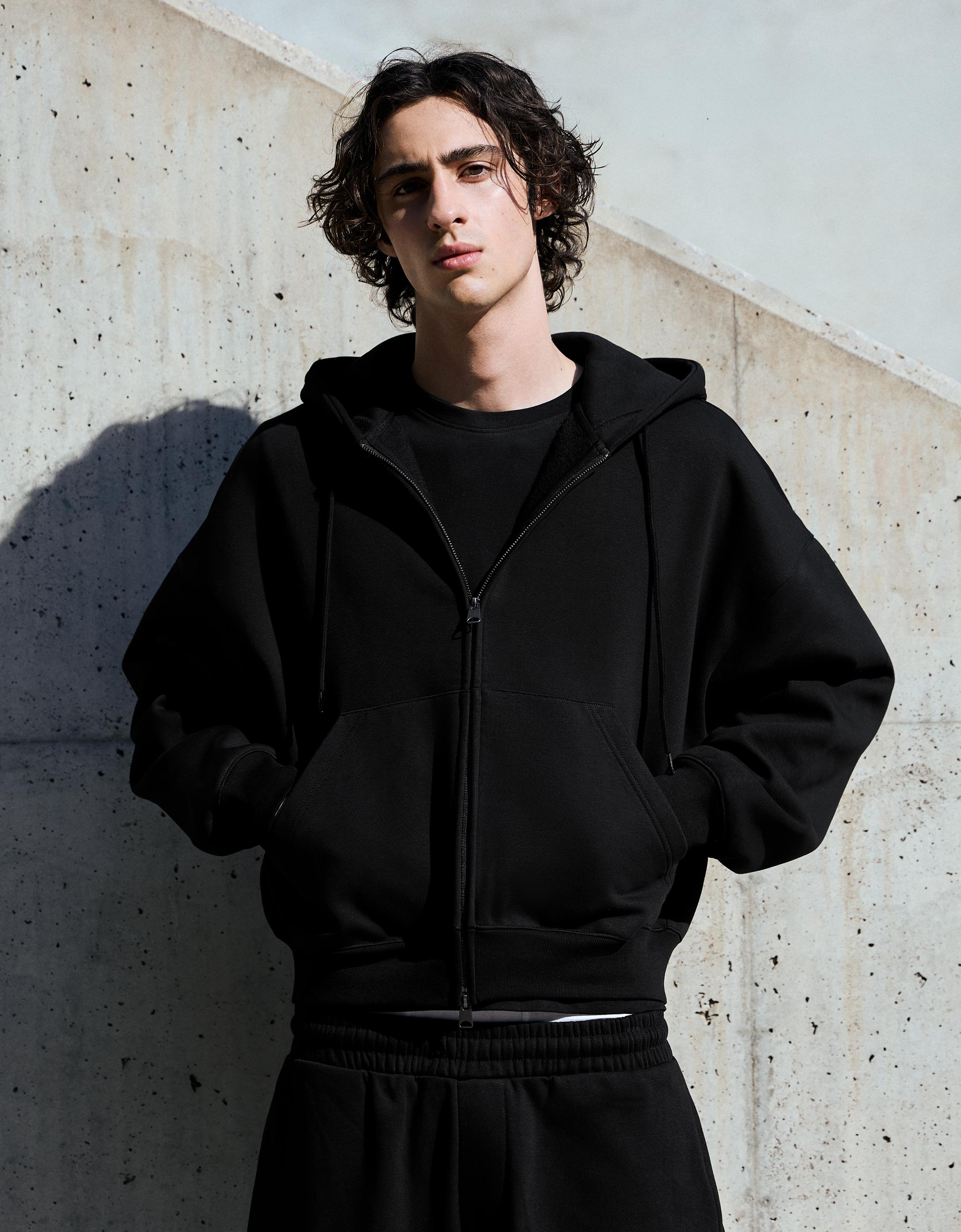 Bershka Sudadera Capucha Cremallera Hombre L Negro