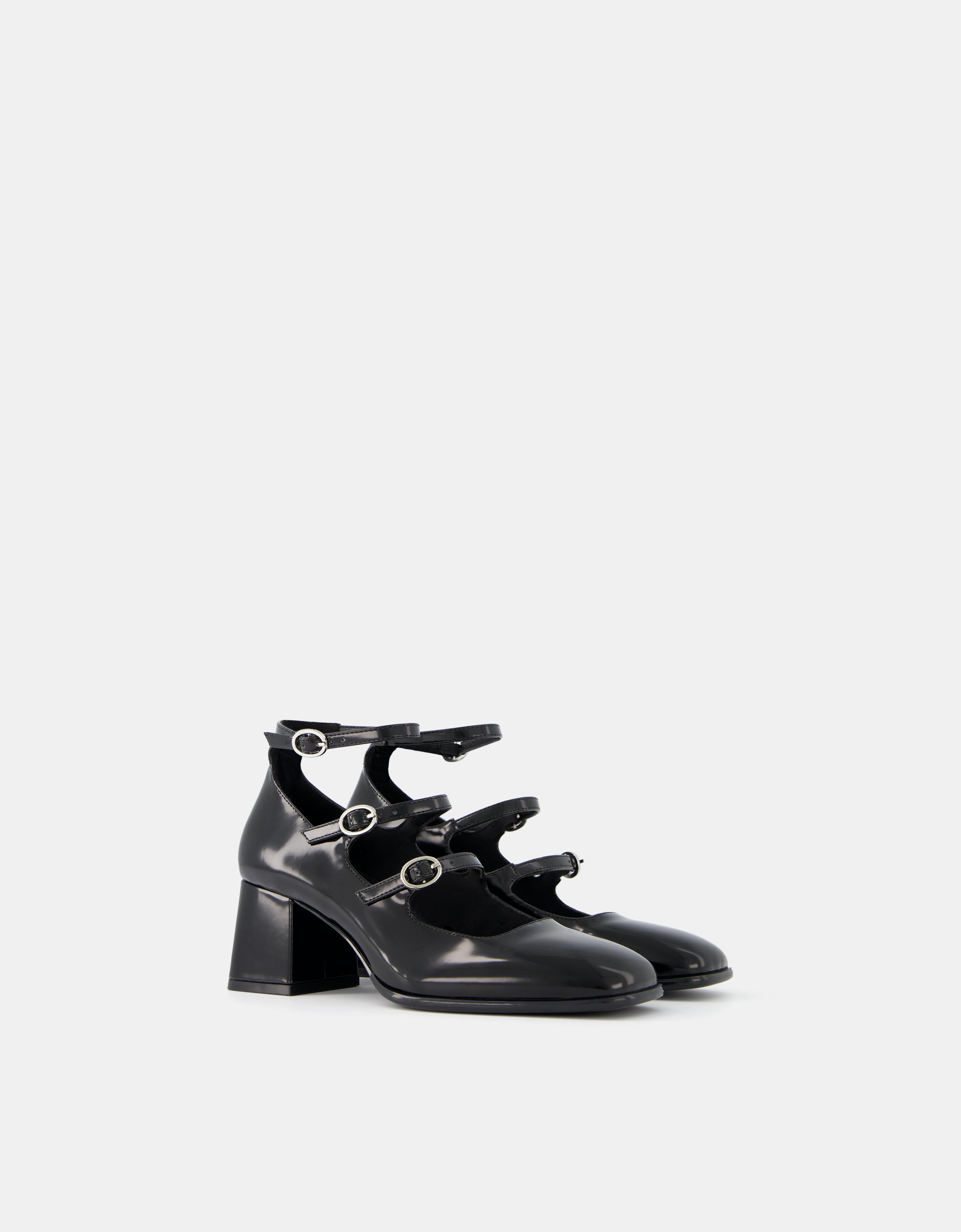 Bershka Mary Janes Mit Breitem Absatz Und Knöchelriemchen Damen 39 Schwarz