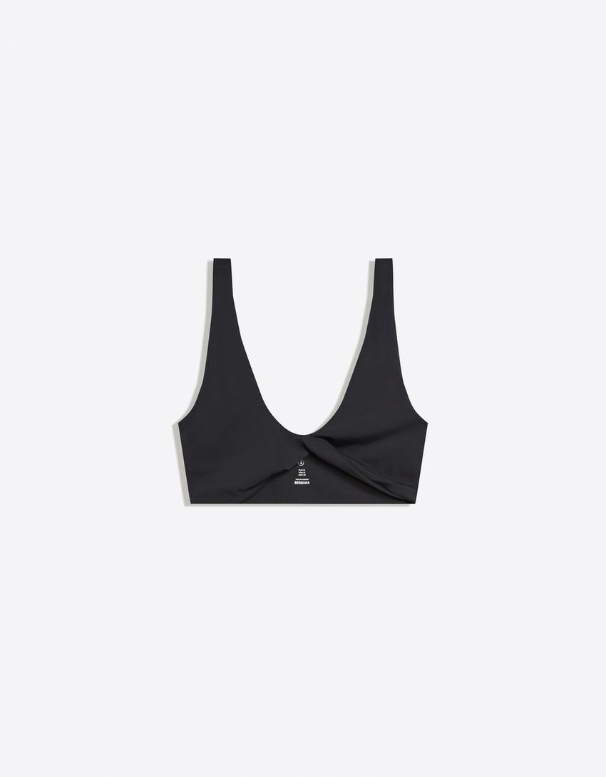 Knot-detail strappy top-Black