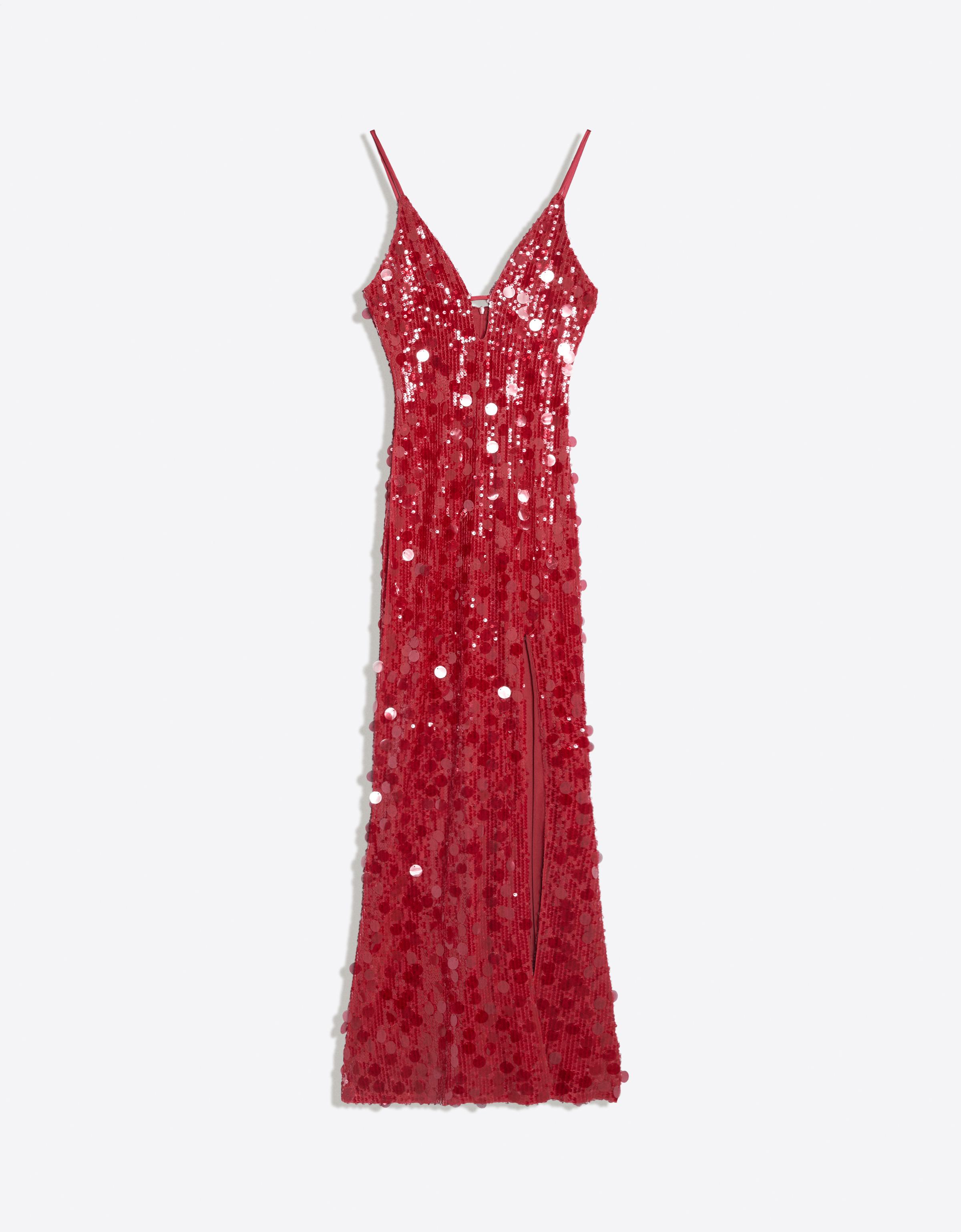 Vestido largo tirantes lentejuelas