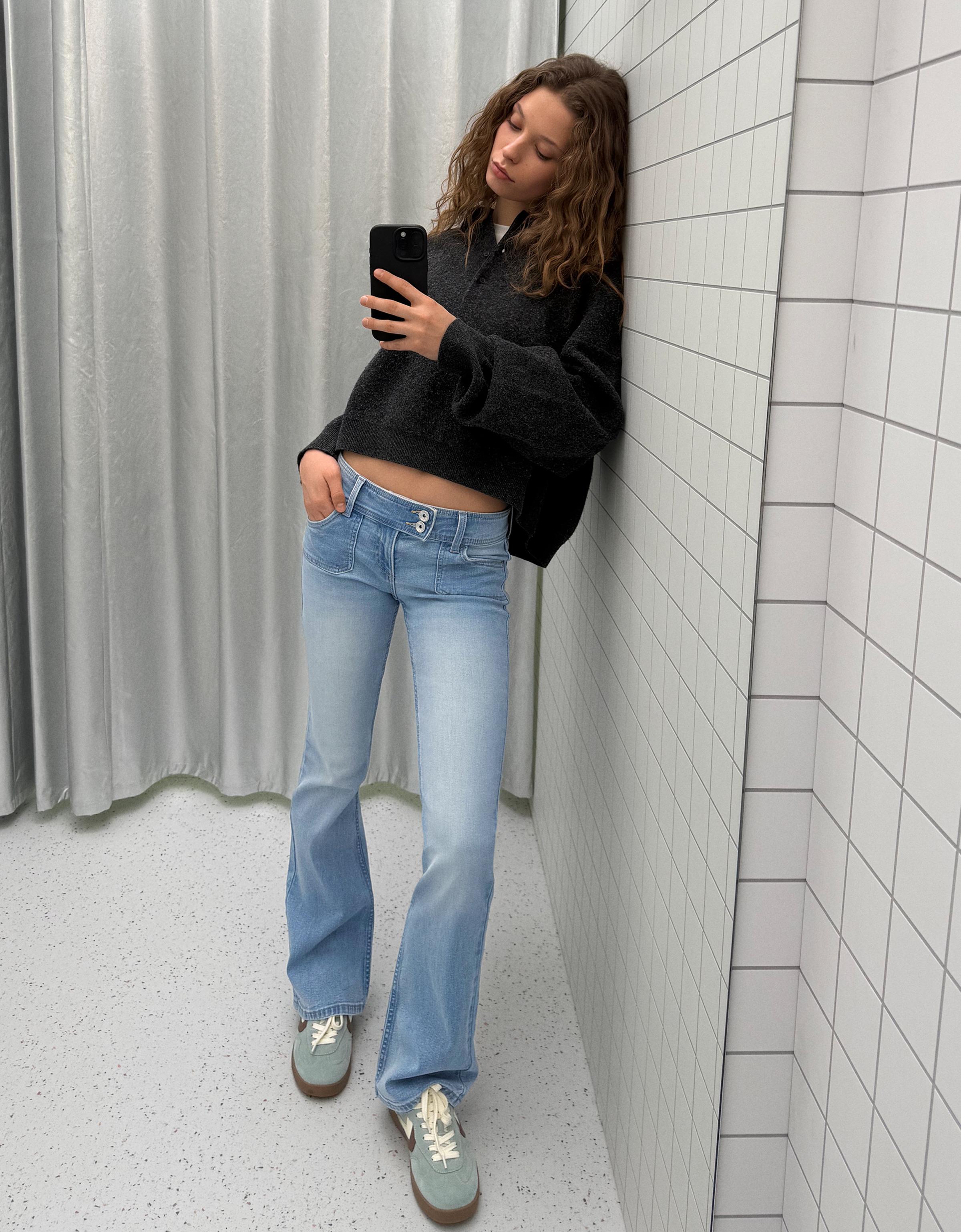 Bootcut düşük bel jean - Görsel 17