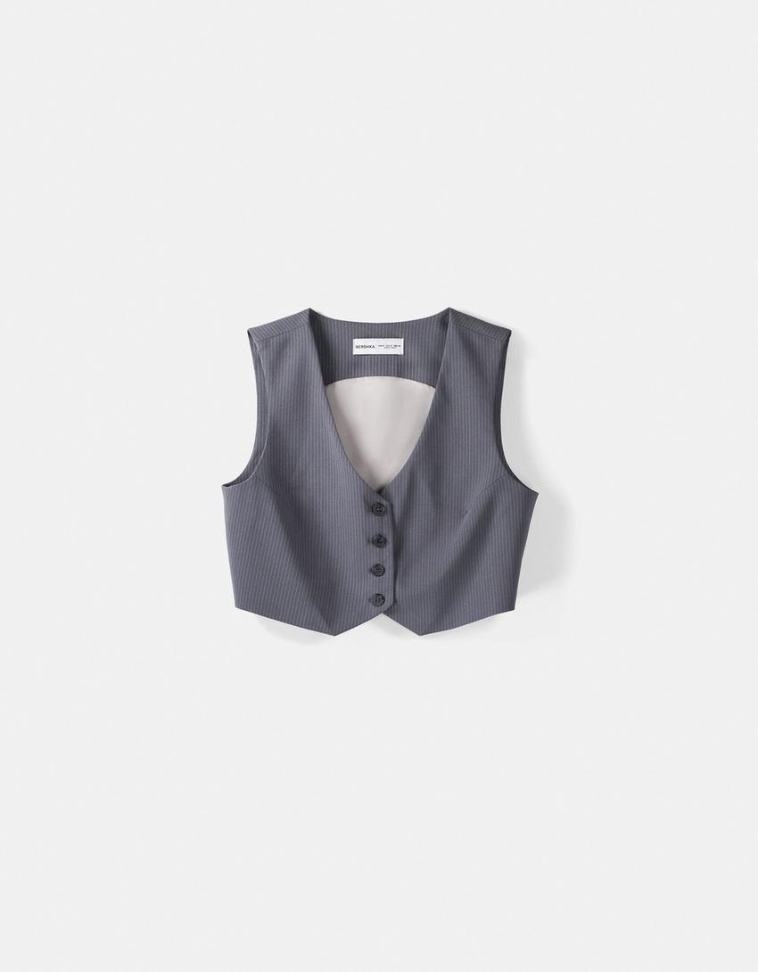 Ensemble gilet sans manches et pantalon tailoring-Gris foncé-4