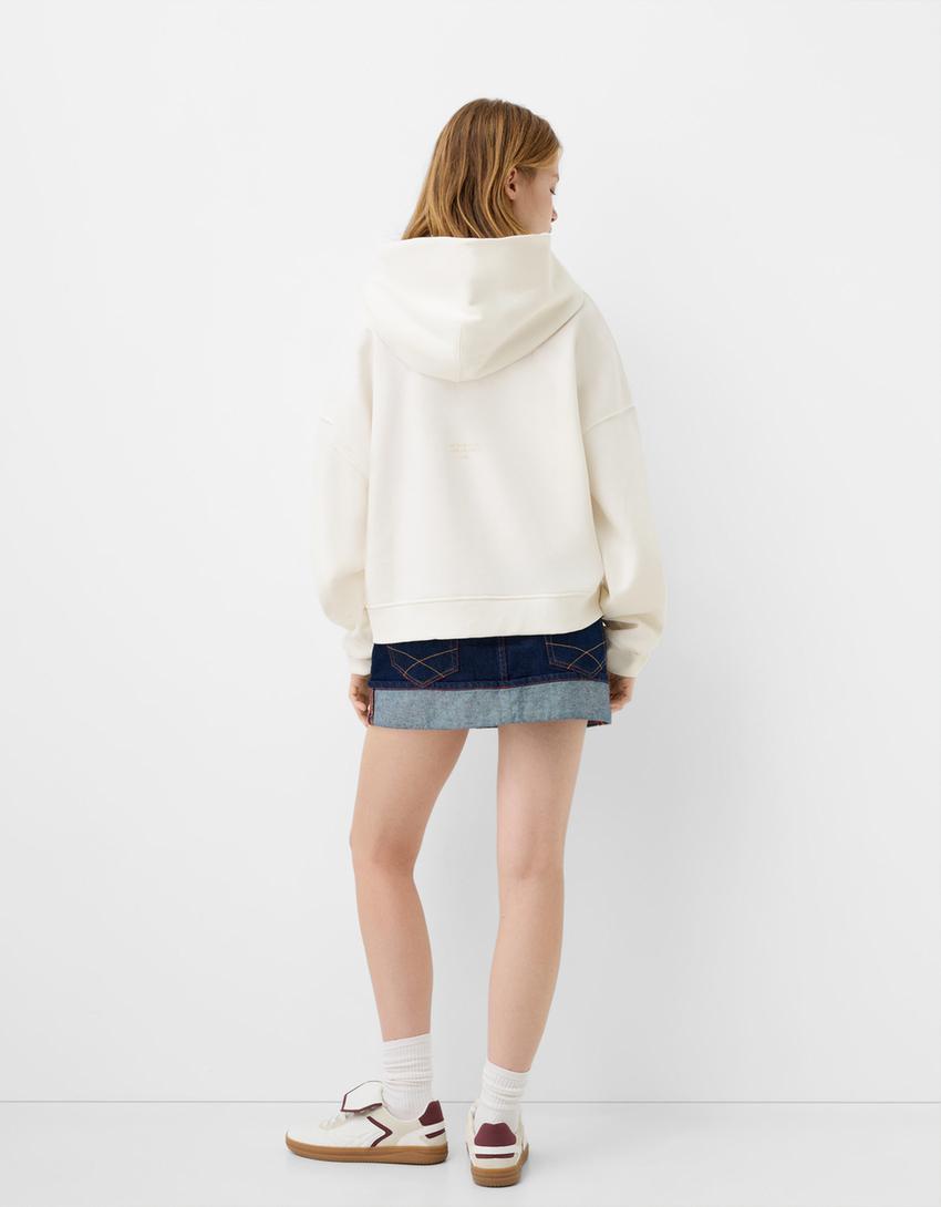 Sudadera felpa capucha-Blanco roto-1