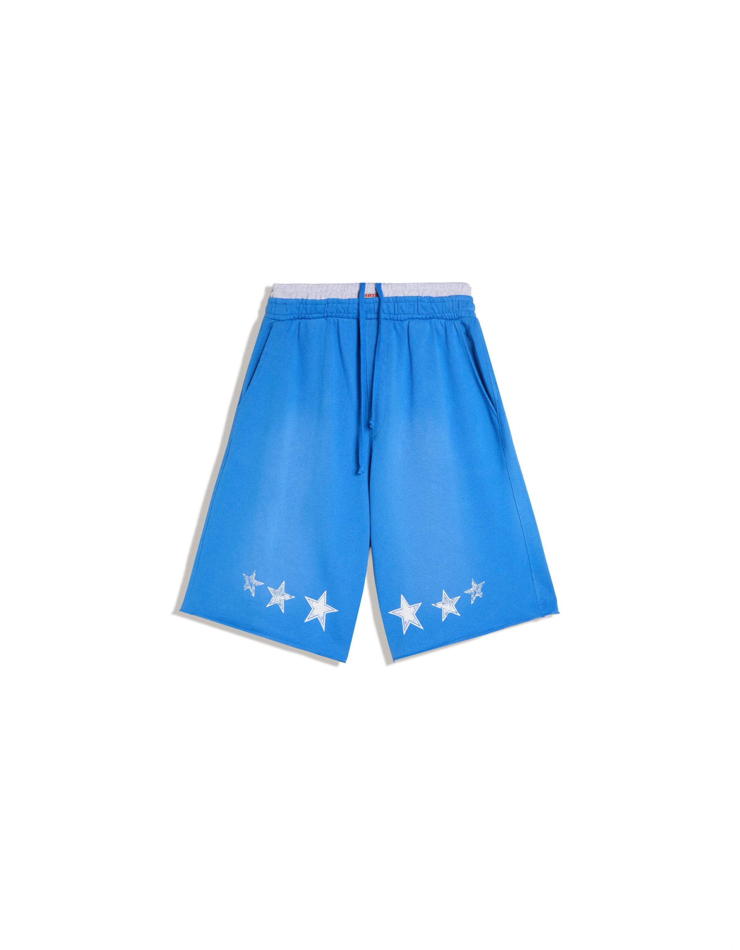 Double-waistband printed Bermuda shorts — Blue