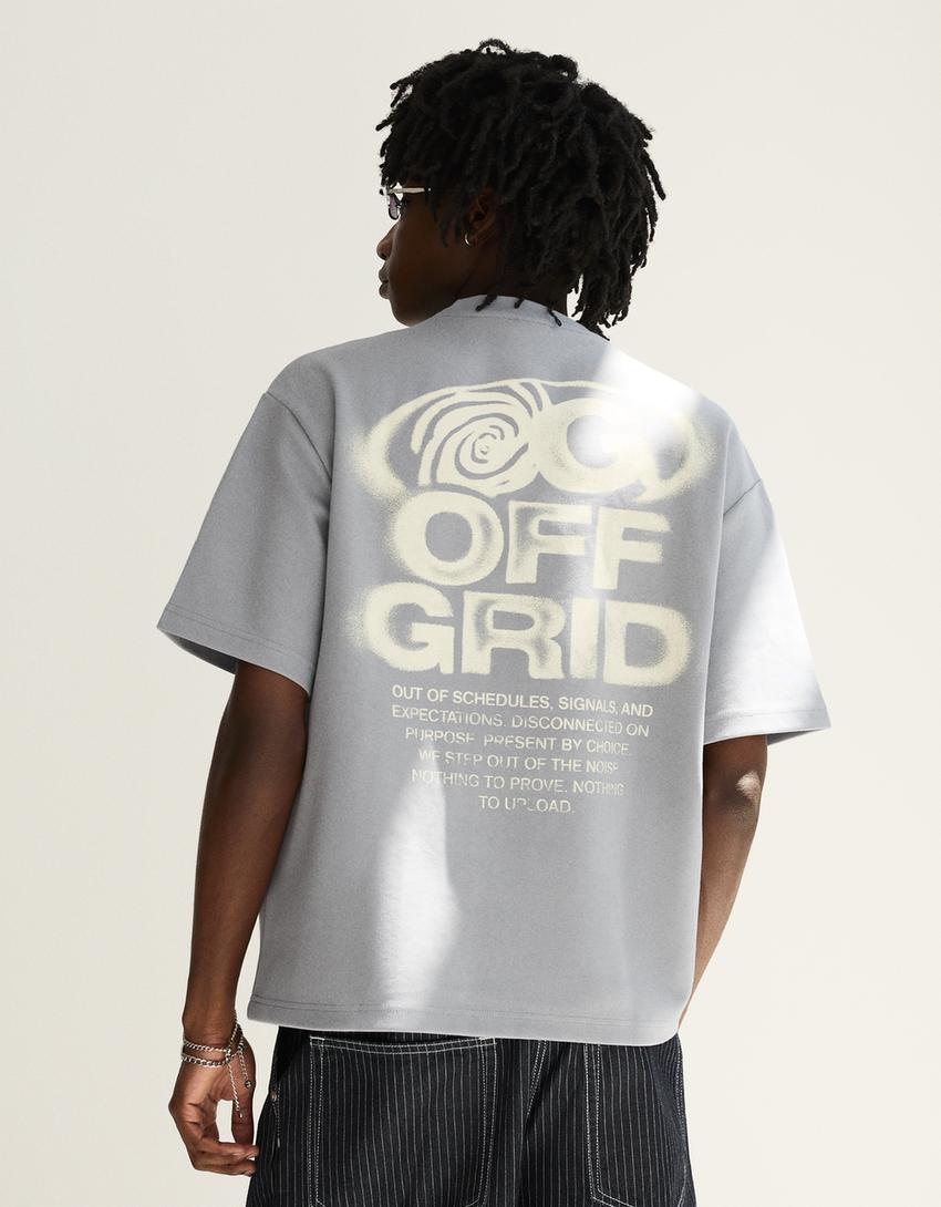 Relaxed print T-shirt-Grey