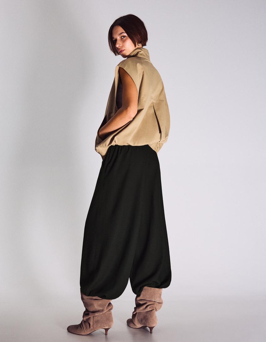 Rustic sarouel trousers-Black