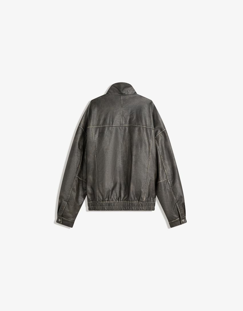 Veste en similicuir-Noir-4