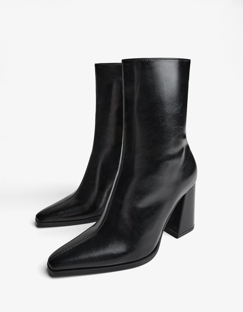Bottines à talon large-Noir