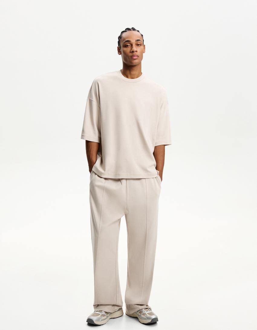 Wide-leg trousers-Stone-0
