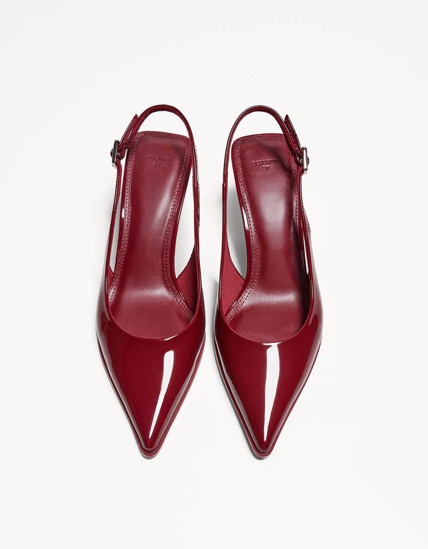 Escarpins type mules kitten heels-Grenat-3