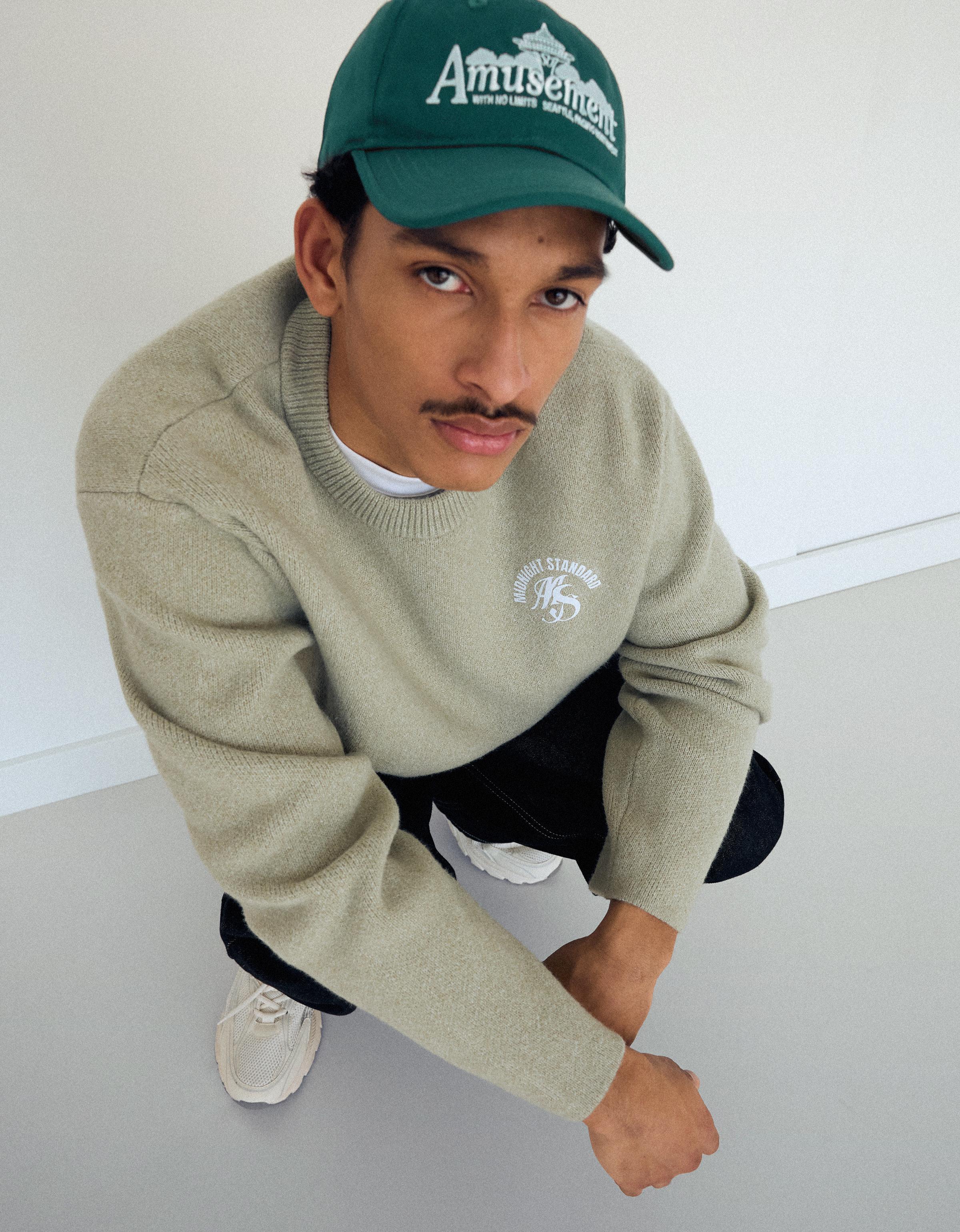 Bershka Bestickte Kappe Herren Grün