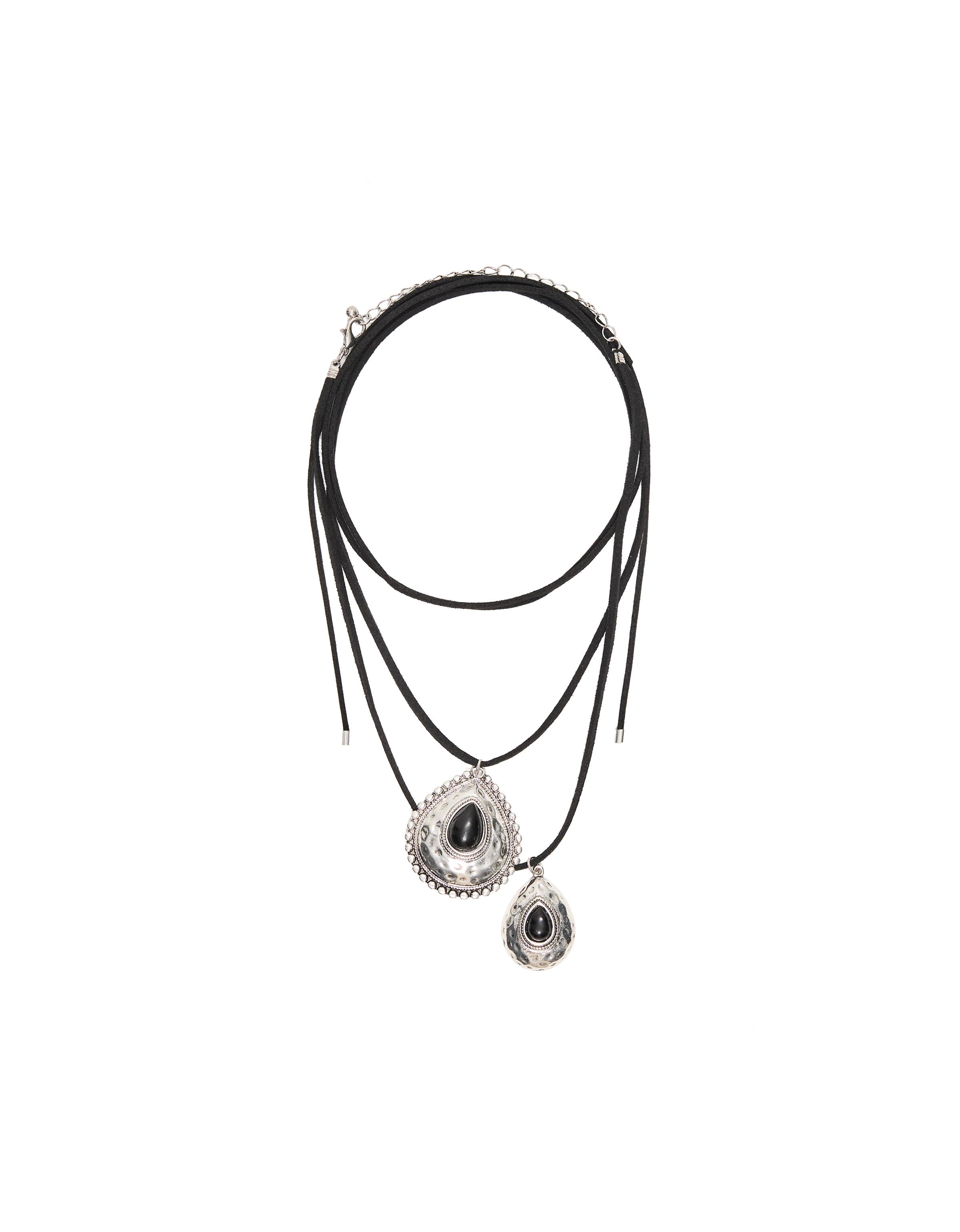 Pack of 2 stone pendant necklaces — Silver