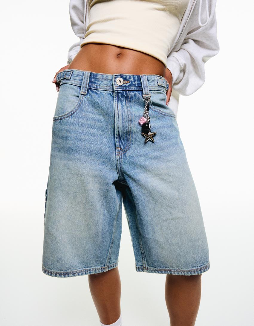 Bermuda denim balloon-Bleu clair