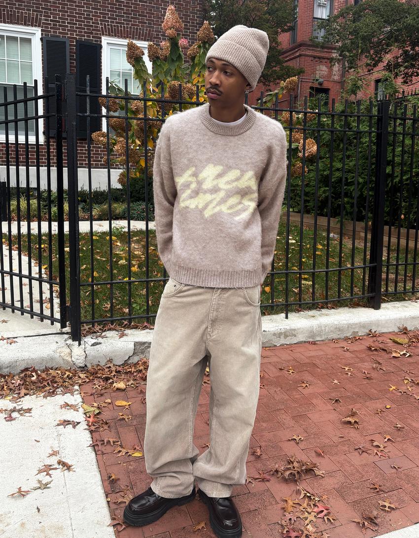 Džemperis ar apdrukātu pūkainu efektu-Pelēks