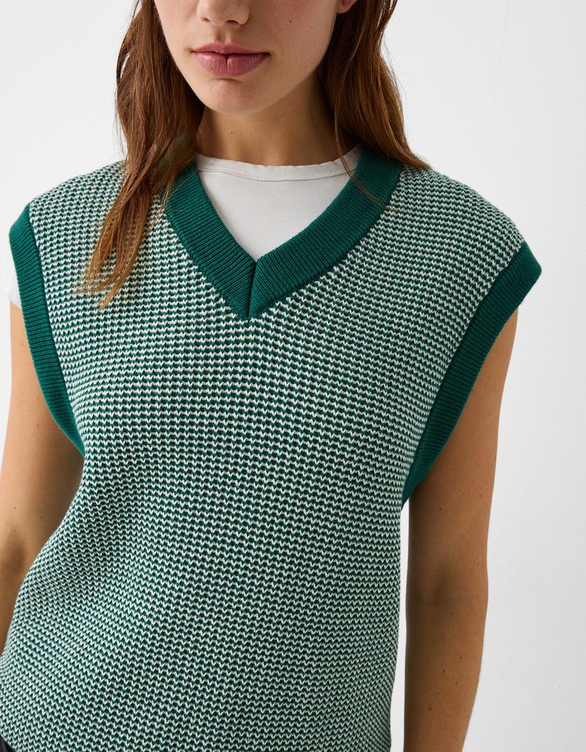 Gilet sans manches texture-Vert-2