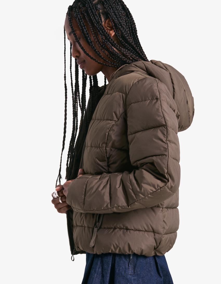 Blouson fin matelassé-Marron
