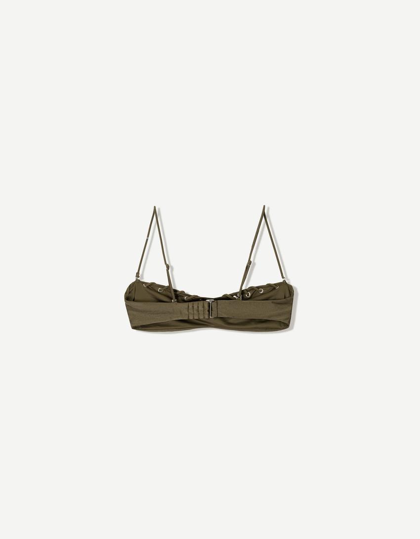 Bağcıklı bikini üstü-Yeşil-4