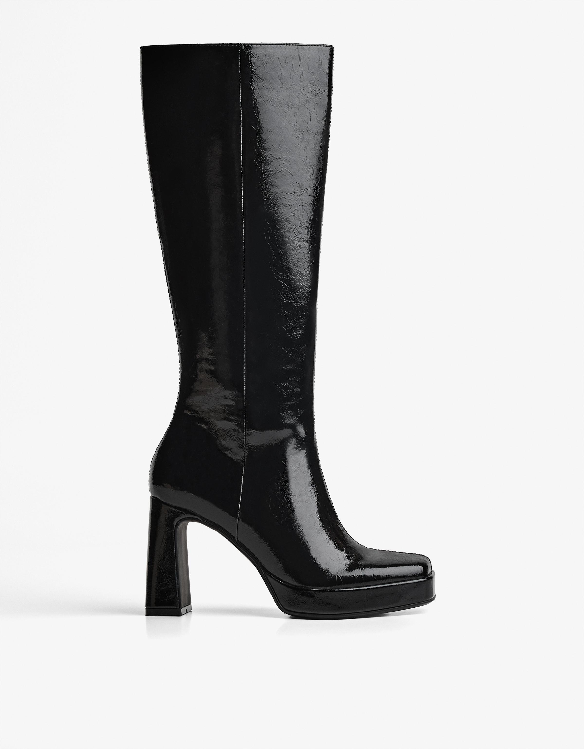 Bershka Stiefel Mit Plateauabsatz Damen 35 Schwarz