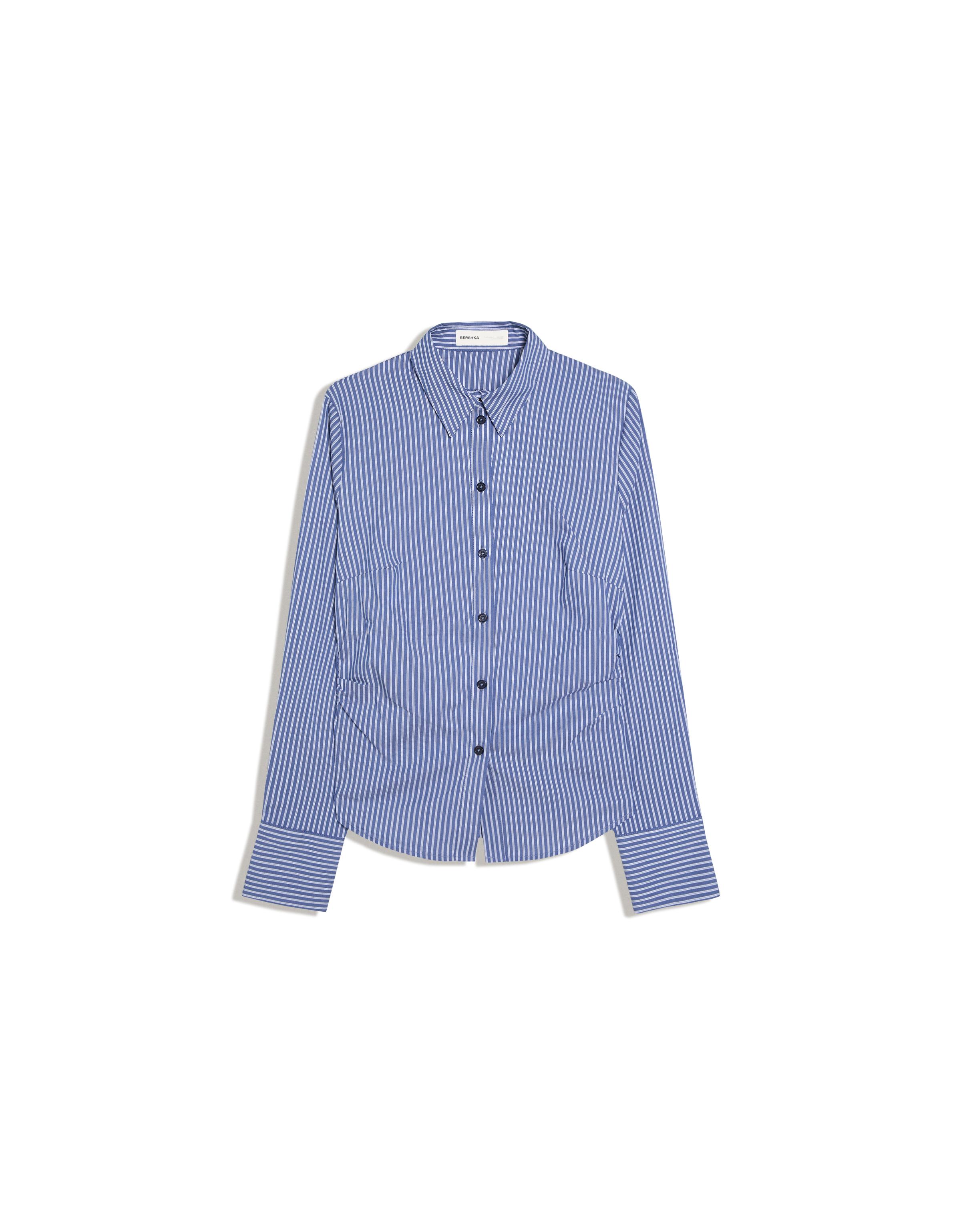 Fitted long-sleeved shirt — Blue
