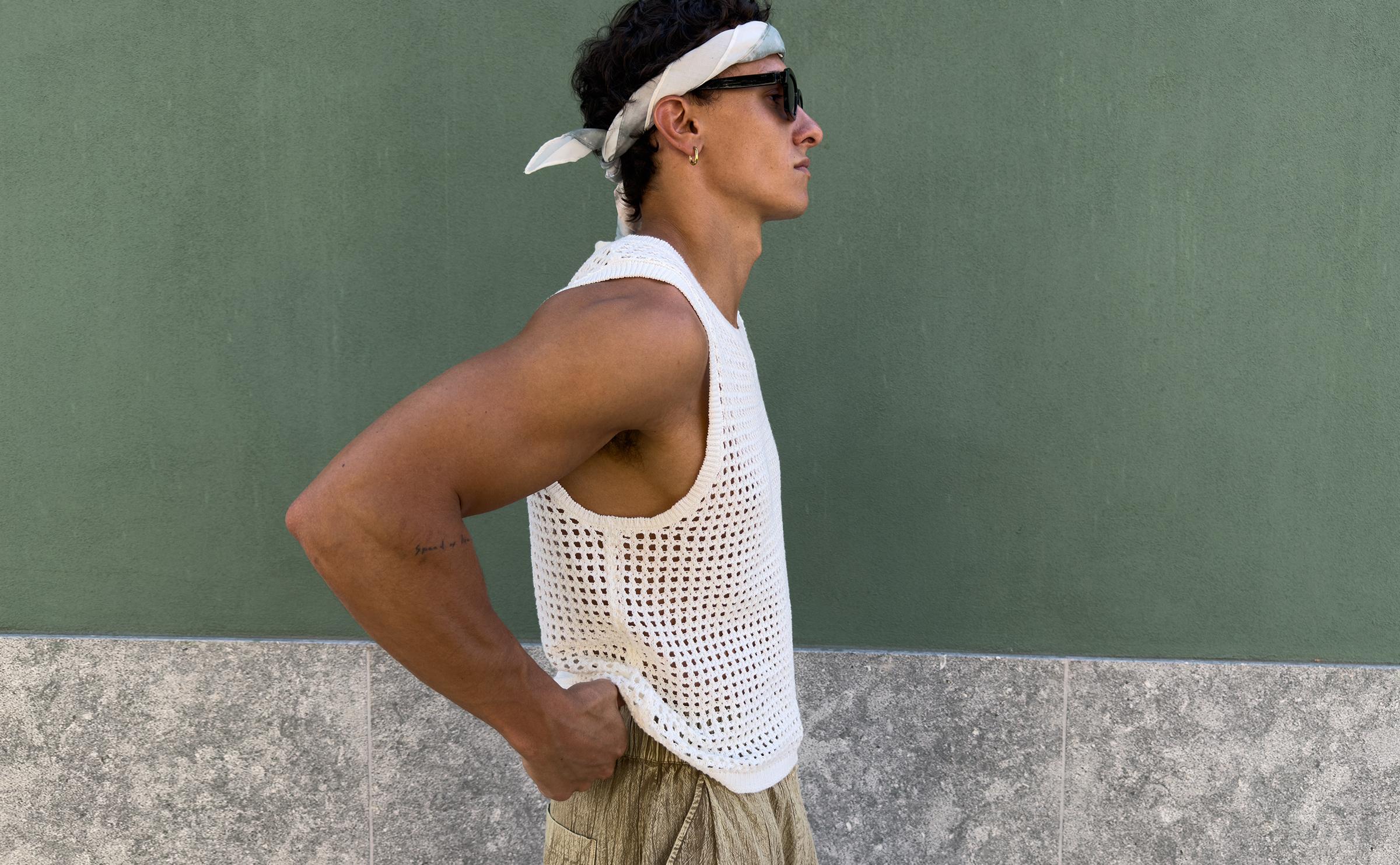 Mesh strappy T-shirt