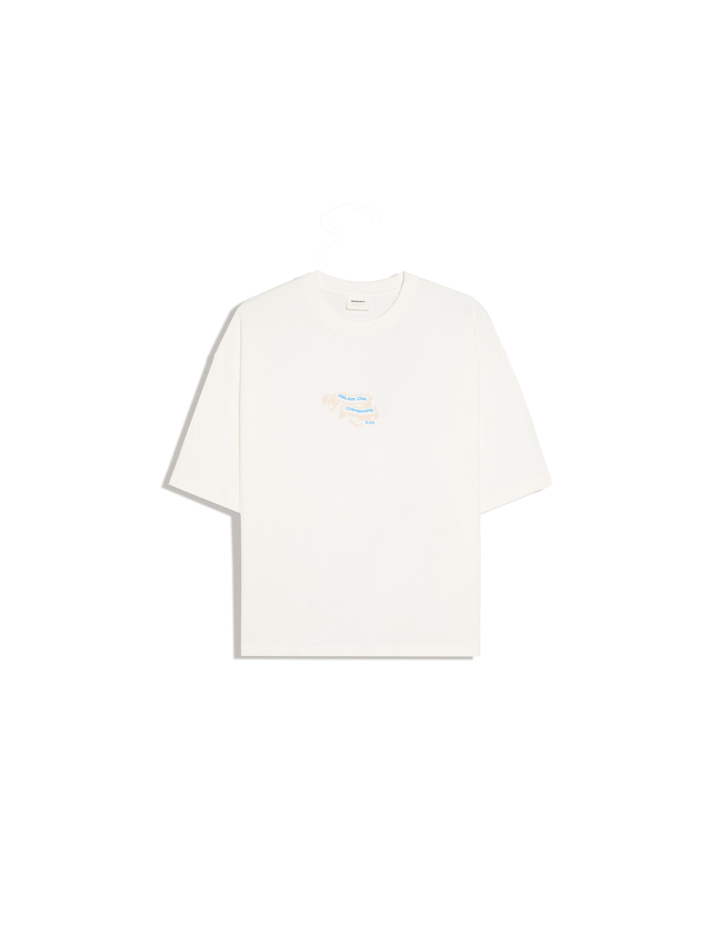 Short sleeve boxy print T-shirt — Off white