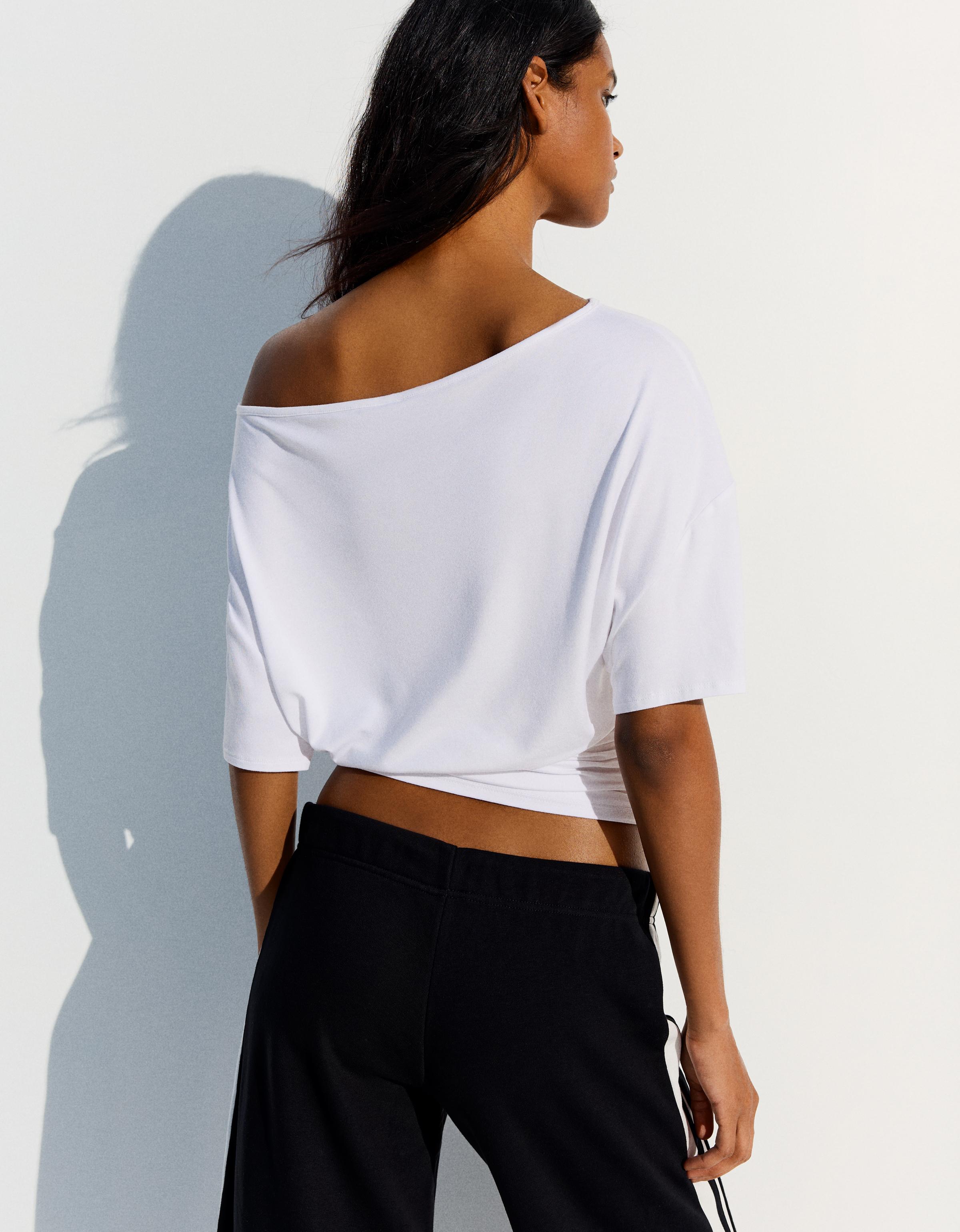 Asymmetric short sleeve T-shirt — White