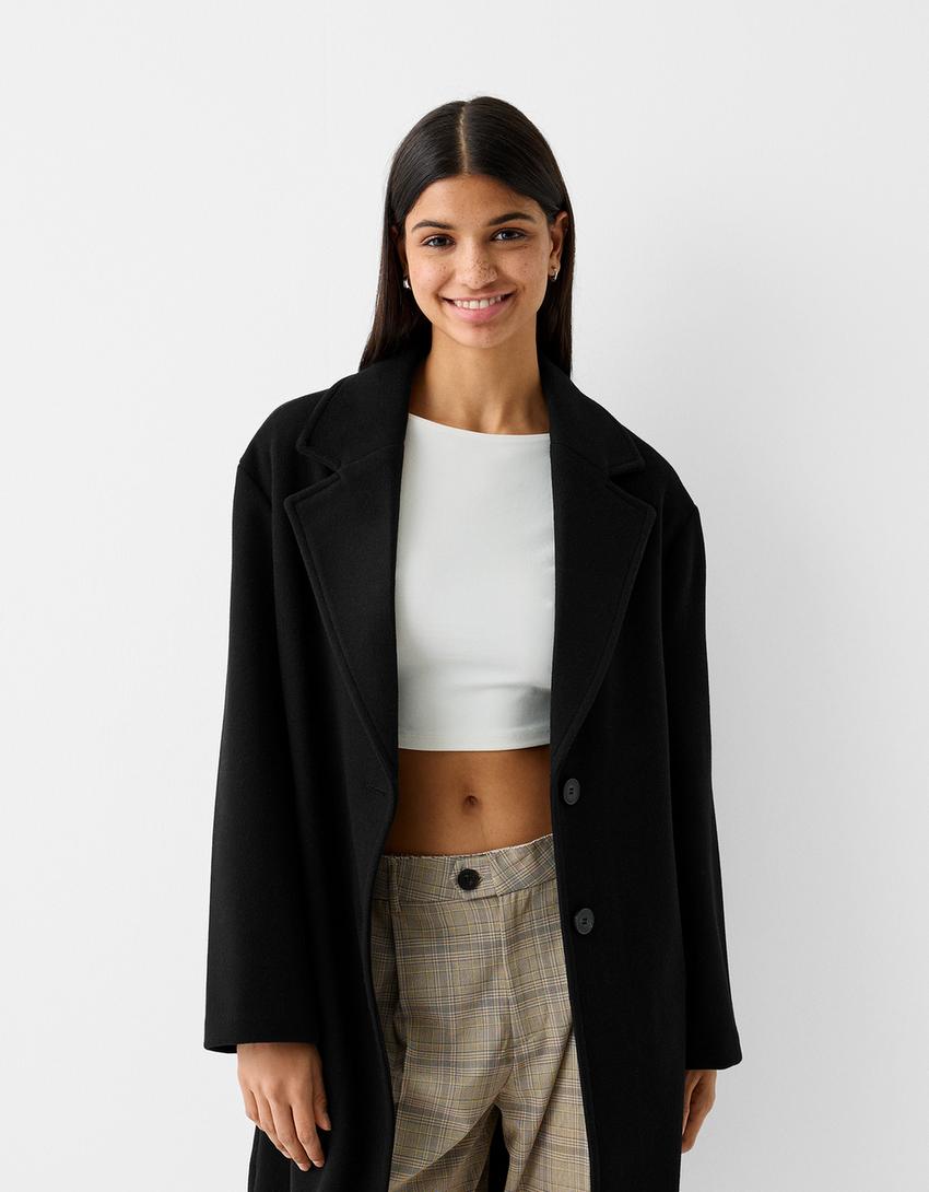 Manteau long soft-Noir-1