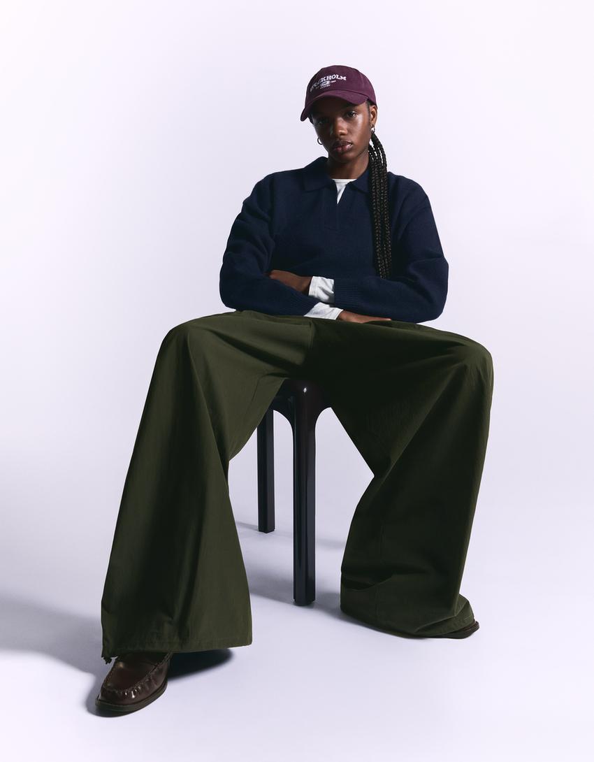 Technical balloon parachute pants-Green