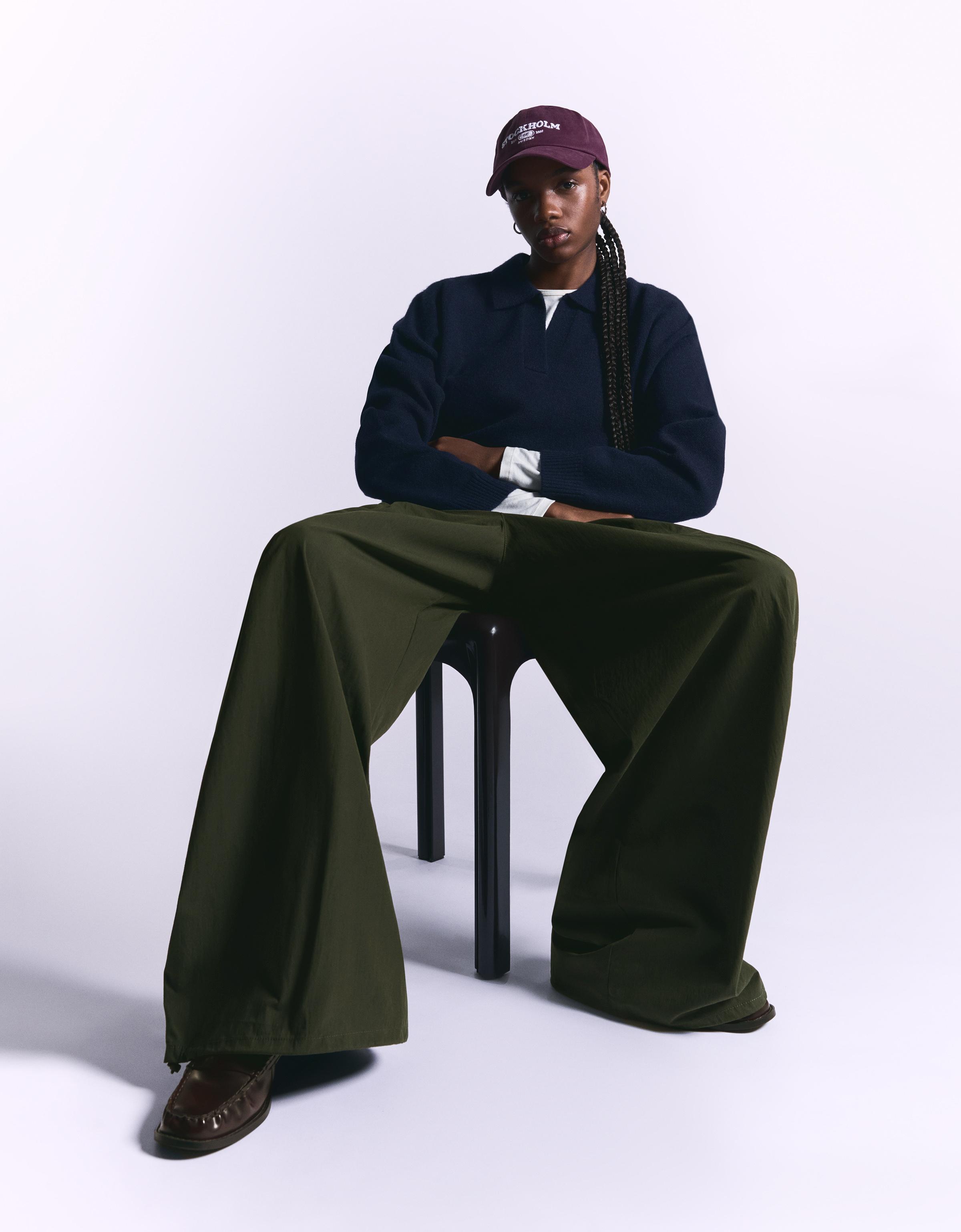 Bershka Balloon-Parachute-Hose Aus Funktionsstoff Damen M Grün