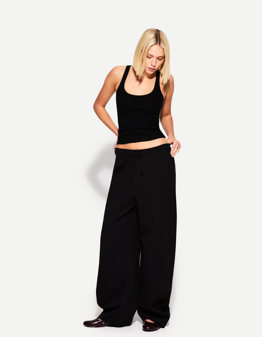 Camiseta sin mangas rib-Negro