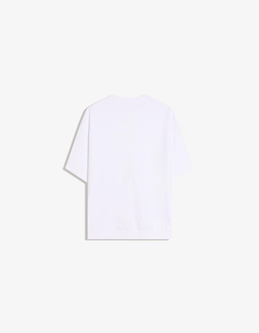 Maglietta a maniche corte in felpa a costine-Bianco Roto